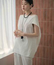 LAULEN | cotton linen cape silhouette blouse /コットンリネン ケープシルエットブラウス(シャツ/ブラウス)