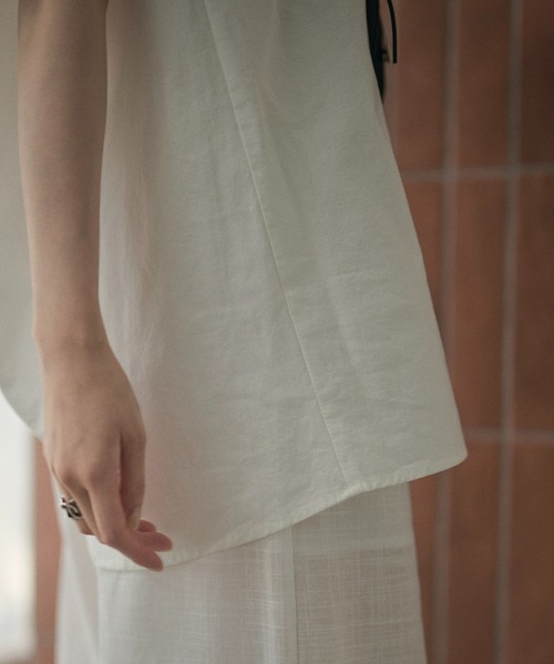 LAULEN（ローレン）の「cotton linen cape silhouette blouse /コットンリネン ケープシルエットブラウス（シャツ/ブラウス・レディース・ブラック/ホワイト・FREE）」の19枚目の写真