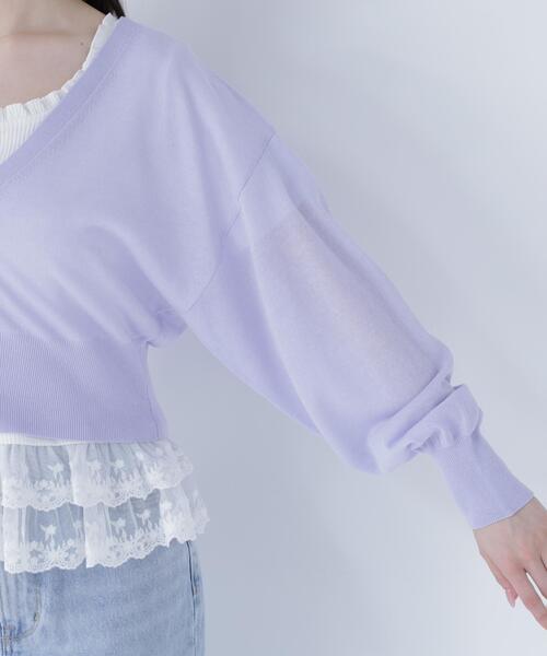NATURAL BEAUTY BASIC(ナチュラルビューティーベーシック)の「【ちょうど、いい服】さらりと、涼しげ麻混カーディガン(カーディガン/ボレロ・レディース・ブラック/オフホワイト/ラベンダー/ネイビー/ベージュ・フリ-)」の6枚目の写真