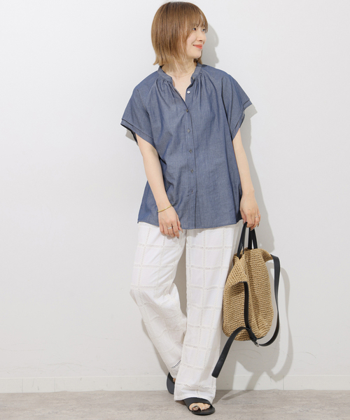 JOURNAL STANDARD relume(ジャーナルスタンダード レリューム)の「フリルスリーブブラウス(シャツ/ブラウス・レディース・ブルー系その他/ネイビー・FREE)」の3枚目の写真