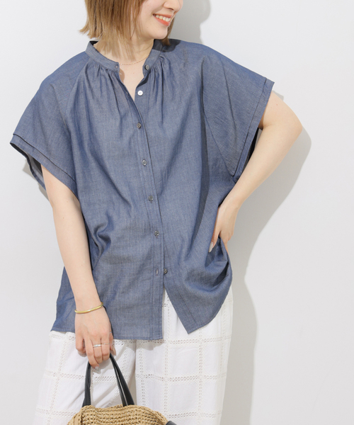 JOURNAL STANDARD relume(ジャーナルスタンダード レリューム)の「フリルスリーブブラウス(シャツ/ブラウス・レディース・ブルー系その他/ネイビー・FREE)」の6枚目の写真