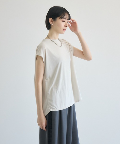 Paradise Picnic（パラダイスピクニック）の「【SUGAR ROSE】 バックスリットフレンチスリーブTシャツ（Tシャツ/カットソー・レディース・モカ/アイボリー/ブラック・FREE）」の7枚目の写真