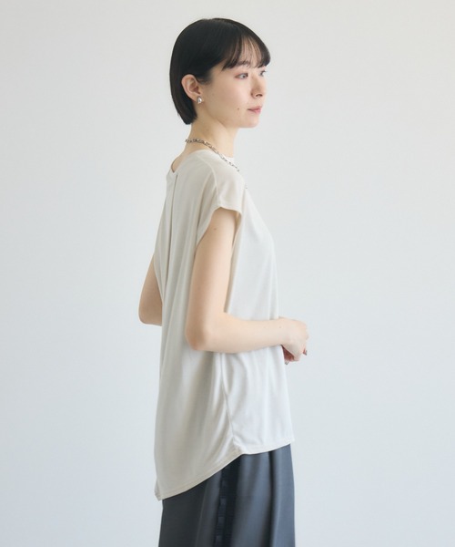 Paradise Picnic（パラダイスピクニック）の「【SUGAR ROSE】 バックスリットフレンチスリーブTシャツ（Tシャツ/カットソー・レディース・モカ/アイボリー/ブラック・FREE）」の8枚目の写真