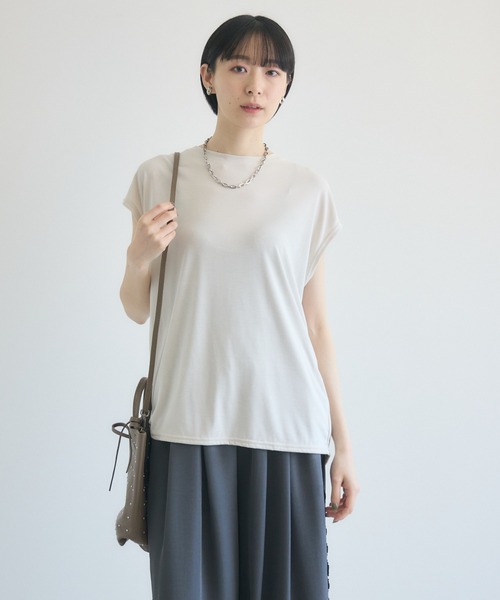 Paradise Picnic（パラダイスピクニック）の「【SUGAR ROSE】 バックスリットフレンチスリーブTシャツ（Tシャツ/カットソー・レディース・モカ/アイボリー/ブラック・FREE）」の5枚目の写真