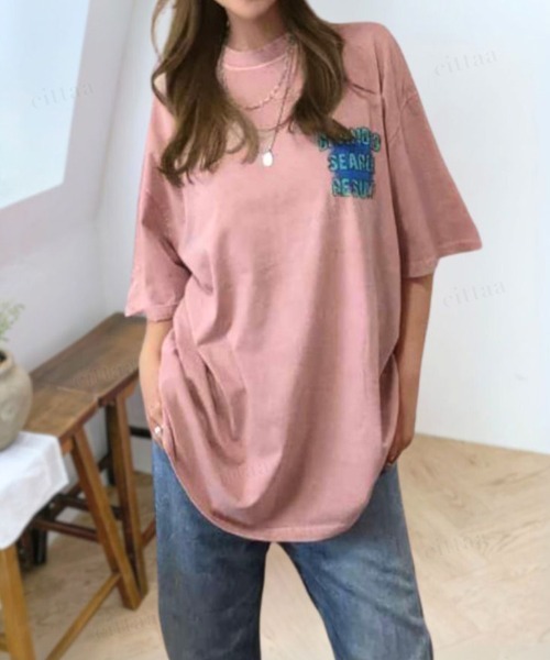 Dalfwin(ダールフィン)の「韓国ファッション BRANDEDヴィンテージプリント半袖Tシャツ(Tシャツ/カットソー・レディース・チャコールグレー/ピンク/ホワイト・FREE)」の3枚目の写真
