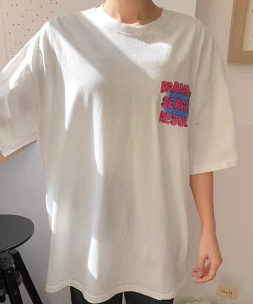 Dalfwin(ダールフィン)の「韓国ファッション BRANDEDヴィンテージプリント半袖Tシャツ(Tシャツ/カットソー・レディース・チャコールグレー/ピンク/ホワイト・FREE)」の6枚目の写真