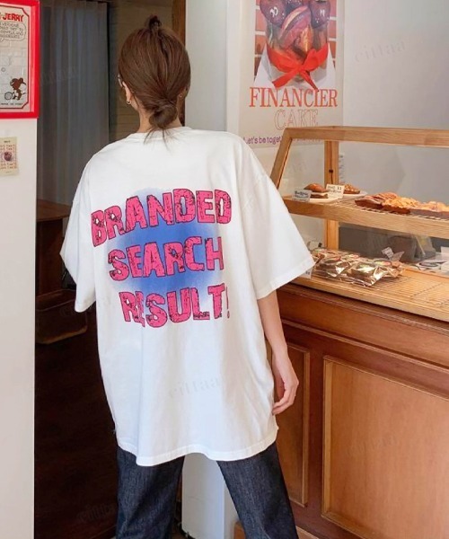 Dalfwin(ダールフィン)の「韓国ファッション BRANDEDヴィンテージプリント半袖Tシャツ(Tシャツ/カットソー・レディース・チャコールグレー/ピンク/ホワイト・FREE)」の7枚目の写真