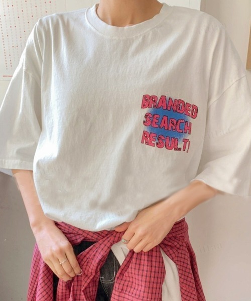 Dalfwin(ダールフィン)の「韓国ファッション BRANDEDヴィンテージプリント半袖Tシャツ(Tシャツ/カットソー・レディース・チャコールグレー/ピンク/ホワイト・FREE)」の10枚目の写真