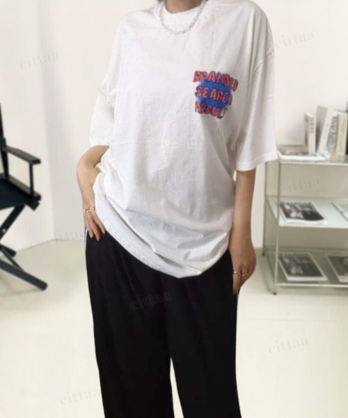 Dalfwin(ダールフィン)の「韓国ファッション BRANDEDヴィンテージプリント半袖Tシャツ(Tシャツ/カットソー・レディース・チャコールグレー/ピンク/ホワイト・FREE)」の13枚目の写真