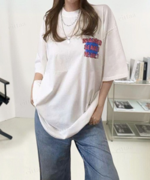 Dalfwin(ダールフィン)の「韓国ファッション BRANDEDヴィンテージプリント半袖Tシャツ(Tシャツ/カットソー・レディース・チャコールグレー/ピンク/ホワイト・FREE)」の18枚目の写真
