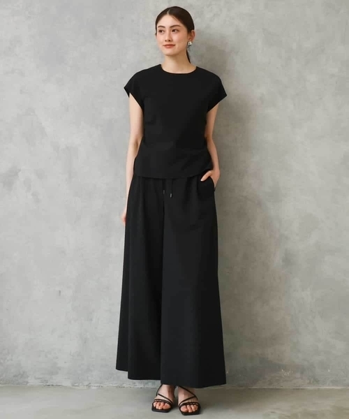 MICHEL KLEIN（ミッシェル・クラン）の「[セットアップ対応]フレンチスリーブブラウス（シャツ/ブラウス・レディース・ブラック/ブラウン・38）」の4枚目の写真