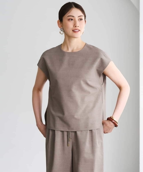 MICHEL KLEIN（ミッシェル・クラン）の「[セットアップ対応]フレンチスリーブブラウス（シャツ/ブラウス・レディース・ブラック/ブラウン・38）」の10枚目の写真