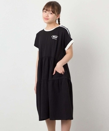 a.v.v（アーヴェヴェ）の「[120-160]【接触冷感/毛玉になりにくい】配色ティアードワンピース（ワンピース）」