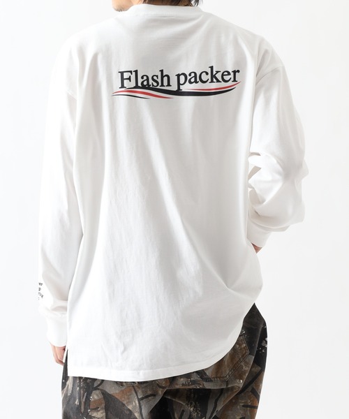 FLASH PACKER(フラッシュパッカー)の「セミモックネック ロングスリーブTシャツ(Tシャツ/カットソー・メンズ・ブラック/ホワイト/ネイビー・M/S/XL)」の2枚目の写真
