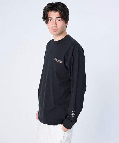 FLASH PACKER(フラッシュパッカー)の「セミモックネック ロングスリーブTシャツ(Tシャツ/カットソー・メンズ・ブラック/ホワイト/ネイビー・M/S/XL)」の16枚目の写真