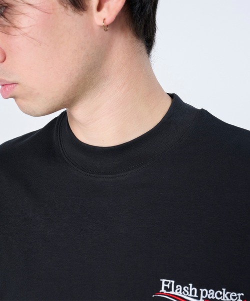 FLASH PACKER(フラッシュパッカー)の「セミモックネック ロングスリーブTシャツ(Tシャツ/カットソー・メンズ・ブラック/ホワイト/ネイビー・M/S/XL)」の12枚目の写真