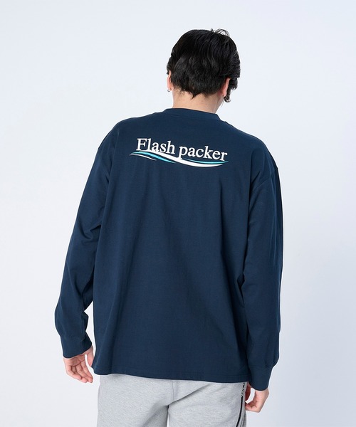 FLASH PACKER(フラッシュパッカー)の「セミモックネック ロングスリーブTシャツ(Tシャツ/カットソー・メンズ・ブラック/ホワイト/ネイビー・M/S/XL)」の9枚目の写真