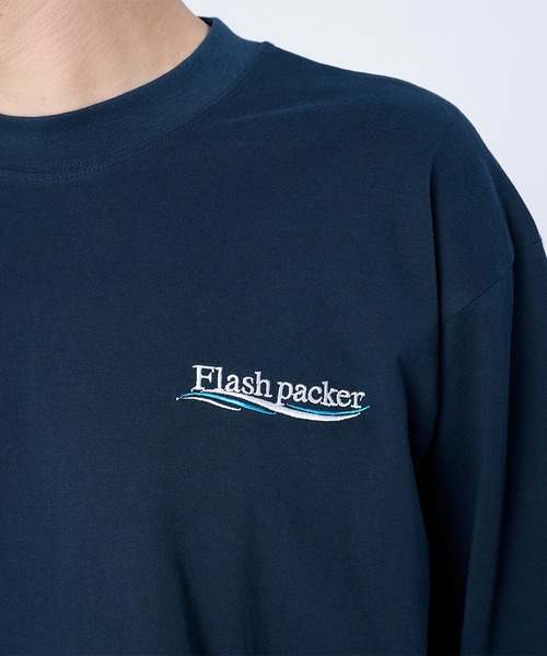 FLASH PACKER(フラッシュパッカー)の「セミモックネック ロングスリーブTシャツ(Tシャツ/カットソー・メンズ・ブラック/ホワイト/ネイビー・M/S/XL)」の8枚目の写真