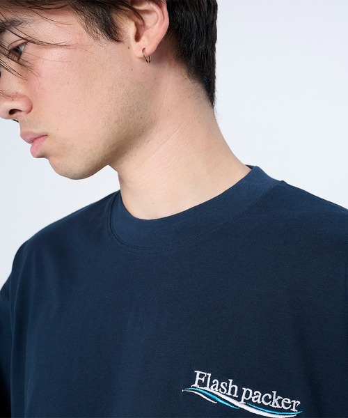 FLASH PACKER(フラッシュパッカー)の「セミモックネック ロングスリーブTシャツ(Tシャツ/カットソー・メンズ・ブラック/ホワイト/ネイビー・M/S/XL)」の5枚目の写真