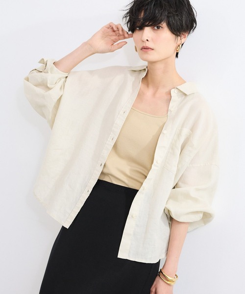 BARNYARDSTORM(バンヤードストーム)の「BARNYARDSTORM / ラミーワイドドルマンシャツ / ハンドウォッシャブル【WEB限定サイズL】(シャツ/ブラウス・レディース・カーキ/ベージュ/ホワイト/ピンク・S/M/L)」の3枚目の写真