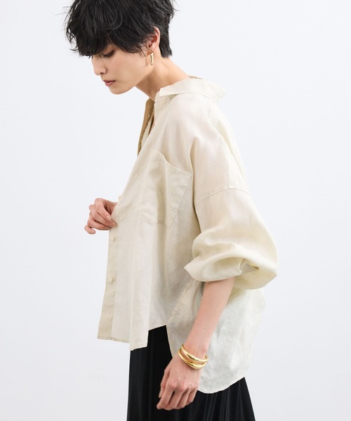 BARNYARDSTORM(バンヤードストーム)の「BARNYARDSTORM / ラミーワイドドルマンシャツ / ハンドウォッシャブル【WEB限定サイズL】(シャツ/ブラウス・レディース・カーキ/ベージュ/ホワイト/ピンク・S/M/L)」の14枚目の写真