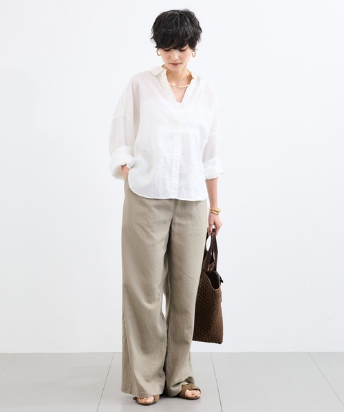 BARNYARDSTORM(バンヤードストーム)の「BARNYARDSTORM / ラミーワイドドルマンシャツ / ハンドウォッシャブル【WEB限定サイズL】(シャツ/ブラウス・レディース・カーキ/ベージュ/ホワイト/ピンク・S/M/L)」の18枚目の写真