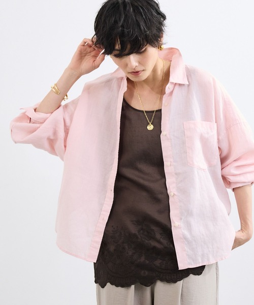 BARNYARDSTORM(バンヤードストーム)の「BARNYARDSTORM / ラミーワイドドルマンシャツ / ハンドウォッシャブル【WEB限定サイズL】(シャツ/ブラウス・レディース・カーキ/ベージュ/ホワイト/ピンク・S/M/L)」の5枚目の写真