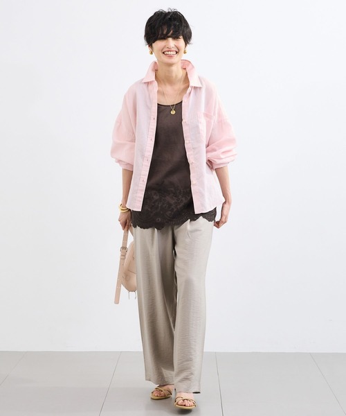 BARNYARDSTORM(バンヤードストーム)の「BARNYARDSTORM / ラミーワイドドルマンシャツ / ハンドウォッシャブル【WEB限定サイズL】(シャツ/ブラウス・レディース・カーキ/ベージュ/ホワイト/ピンク・S/M/L)」の7枚目の写真