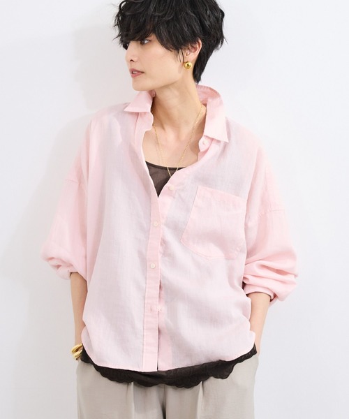 BARNYARDSTORM(バンヤードストーム)の「BARNYARDSTORM / ラミーワイドドルマンシャツ / ハンドウォッシャブル【WEB限定サイズL】(シャツ/ブラウス・レディース・カーキ/ベージュ/ホワイト/ピンク・S/M/L)」の8枚目の写真