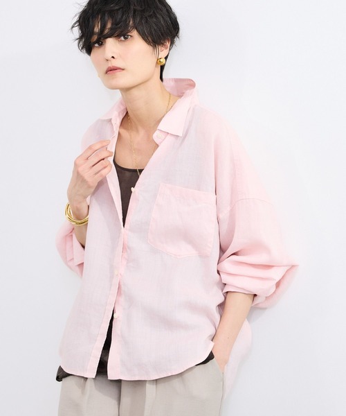 BARNYARDSTORM(バンヤードストーム)の「BARNYARDSTORM / ラミーワイドドルマンシャツ / ハンドウォッシャブル【WEB限定サイズL】(シャツ/ブラウス・レディース・カーキ/ベージュ/ホワイト/ピンク・S/M/L)」の9枚目の写真