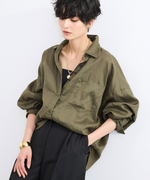 BARNYARDSTORM(バンヤードストーム)の「BARNYARDSTORM / ラミーワイドドルマンシャツ / ハンドウォッシャブル【WEB限定サイズL】(シャツ/ブラウス・レディース・カーキ/ベージュ/ホワイト/ピンク・S/M/L)」の10枚目の写真