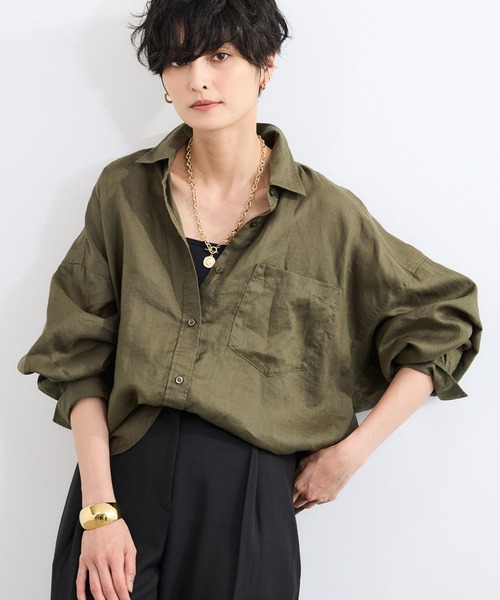 BARNYARDSTORM(バンヤードストーム)の「BARNYARDSTORM / ラミーワイドドルマンシャツ / ハンドウォッシャブル【WEB限定サイズL】(シャツ/ブラウス・レディース・カーキ/ベージュ/ホワイト/ピンク・S/M/L)」の11枚目の写真