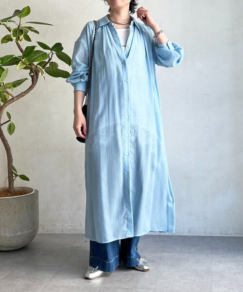 un dix cors(アンディコール)の「ボイルシャンブレーシャツワンピース(ワンピース・レディース・イエロー/ピンク/サックスブルー・FREE)」の22枚目の写真