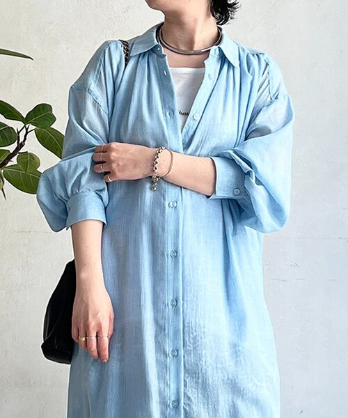 un dix cors(アンディコール)の「ボイルシャンブレーシャツワンピース(ワンピース・レディース・イエロー/ピンク/サックスブルー・FREE)」の20枚目の写真