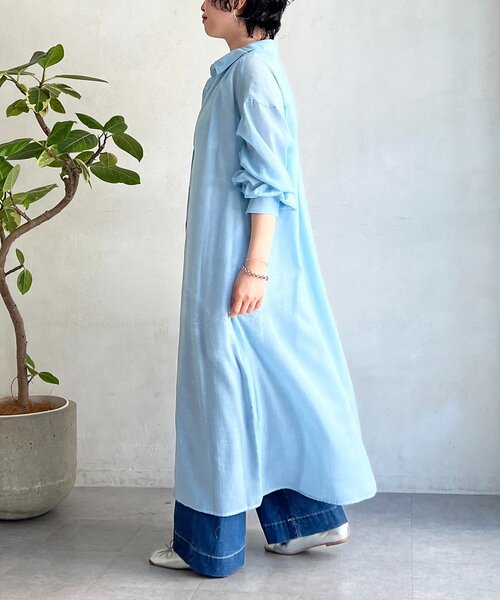 un dix cors(アンディコール)の「ボイルシャンブレーシャツワンピース(ワンピース・レディース・イエロー/ピンク/サックスブルー・FREE)」の9枚目の写真