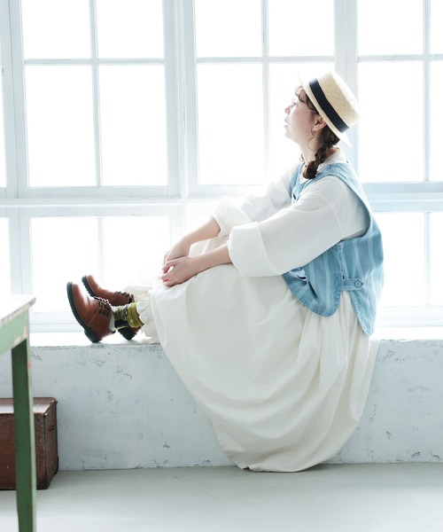 soulberry(ソウルベリー)の「あわ織りのベスト(ベスト・レディース・サックスブルー系・M/L/LL/3L/4L/5L)」の5枚目の写真