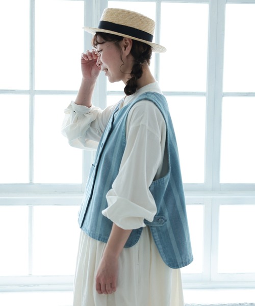 soulberry(ソウルベリー)の「あわ織りのベスト(ベスト・レディース・サックスブルー系・M/L/LL/3L/4L/5L)」の19枚目の写真