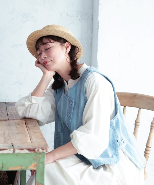 soulberry(ソウルベリー)の「あわ織りのベスト(ベスト・レディース・サックスブルー系・M/L/LL/3L/4L/5L)」の15枚目の写真