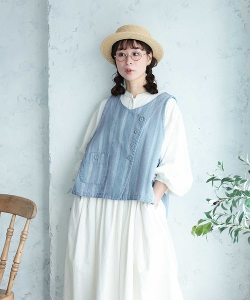 soulberry(ソウルベリー)の「あわ織りのベスト(ベスト・レディース・サックスブルー系・M/L/LL/3L/4L/5L)」の14枚目の写真