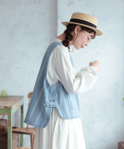 soulberry(ソウルベリー)の「あわ織りのベスト(ベスト・レディース・サックスブルー系・M/L/LL/3L/4L/5L)」の7枚目の写真