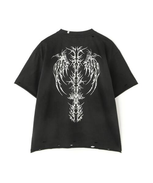 SUPPLIER(サプライヤー)の「SUPPLIER/サプライヤー/Pierced Tribal Bones Tee(Tシャツ/カットソー・メンズ・グレー/ブラック・L/XL/M)」の1枚目の写真