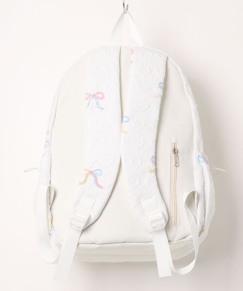 VIBGYOR(ヴィブジョー)の「FReePLACe/リボン刺繍リュックサック X12824(バックパック/リュック・レディース・ブルー/ピンク/ホワイト・FREE)」の4枚目の写真