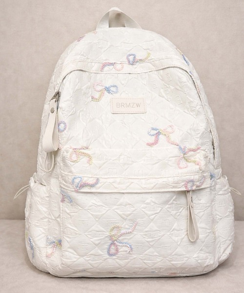 VIBGYOR(ヴィブジョー)の「FReePLACe/リボン刺繍リュックサック X12824(バックパック/リュック・レディース・ブルー/ピンク/ホワイト・FREE)」の1枚目の写真