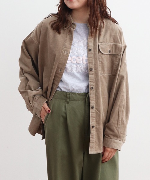 PAR ICI(パーリッシィ)の「16Wコーデュロイ 釦ダウンシャツ(セットアップ対応)(シャツ/ブラウス・レディース・オレンジ/チャコールグレー/ベージュ・FREE)」の3枚目の写真