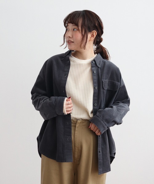 PAR ICI(パーリッシィ)の「16Wコーデュロイ 釦ダウンシャツ(セットアップ対応)(シャツ/ブラウス・レディース・オレンジ/チャコールグレー/ベージュ・FREE)」の2枚目の写真