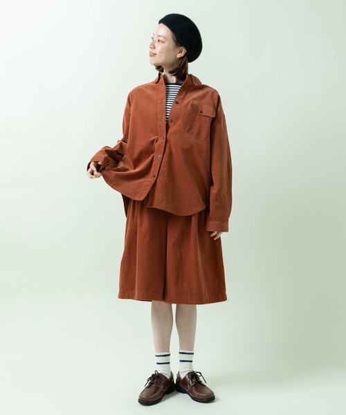 PAR ICI(パーリッシィ)の「16Wコーデュロイ 釦ダウンシャツ(セットアップ対応)(シャツ/ブラウス・レディース・オレンジ/チャコールグレー/ベージュ・FREE)」の7枚目の写真