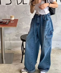 カーゴライク ワイドシルエットデニムパンツ