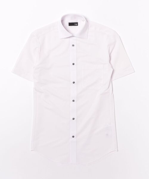 TAKA-Q（タカキュー）の「ワイシャツ メンズ ストレッチ 吸水速乾 ノンアイロン ワイドカラー 半袖 ビジネス ドレス NEWスタンダードフィット（ビジネスシャツ・メンズ・ピンク・MEDIUM/LARGE/X-LARGE/3L/S）」の2枚目の写真