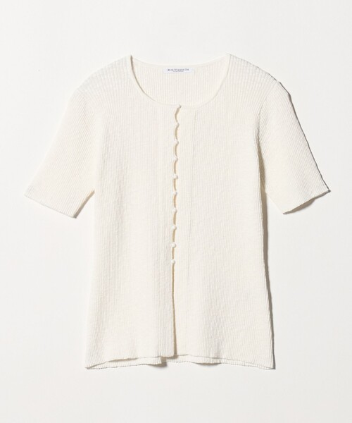 BEAUTY&YOUTH UNITED ARROWS(ビューティーアンドユースユナイテッドアローズ)の「麻ブレンド スラブ フロントボタン ショートスリーブ カーディガン ウォッシャブル(カーディガン/ボレロ・レディース・オフホワイト/ライトブルー/ブラック・FREE)」の10枚目の写真