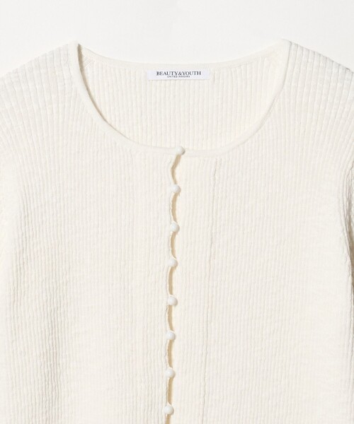 BEAUTY&YOUTH UNITED ARROWS(ビューティーアンドユースユナイテッドアローズ)の「麻ブレンド スラブ フロントボタン ショートスリーブ カーディガン ウォッシャブル(カーディガン/ボレロ・レディース・オフホワイト/ライトブルー/ブラック・FREE)」の11枚目の写真